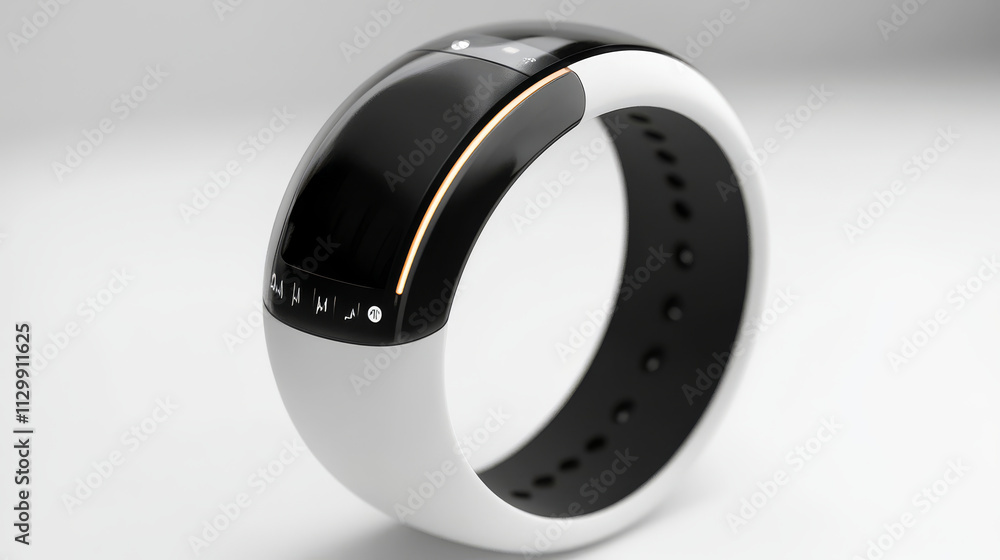 A sleek, futuristic smartwatch with biometric sensors tracking sleep, heart rate, and stress levels A sleek, futuristic smartwatch with biometric sensors tracking sleep, heart rate, and stress levels