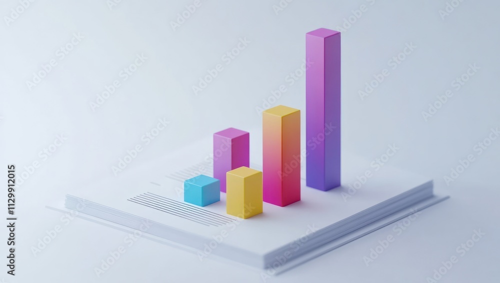 Colorful Bar Graph on a Stack of Papers Colorful Bar Graph on a Stack of Papers