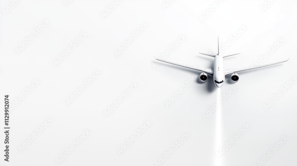 Commercial airplane flying in clear, minimal sky Commercial airplane flying in clear, minimal sky