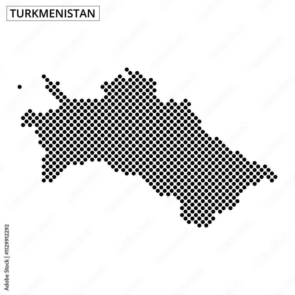 Outline of Turkmenistan displayed with dotted pattern on a textured background Outline of Turkmenistan displayed with dotted pattern on a textured background
