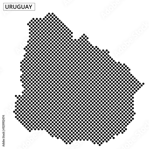 Detailed map outline of Uruguay showcasing geographic features and artistic style