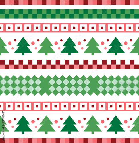 Christmas Tree Seamless Pattern: Colorful Holiday Vector Illustration for Winter Decoration Design