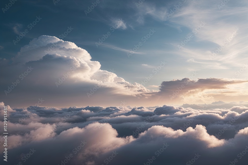 Modern 3D Rendering of Soft Ethereal Cumulus Cloudscape Modern 3D Rendering of Soft Ethereal Cumulus Cloudscape