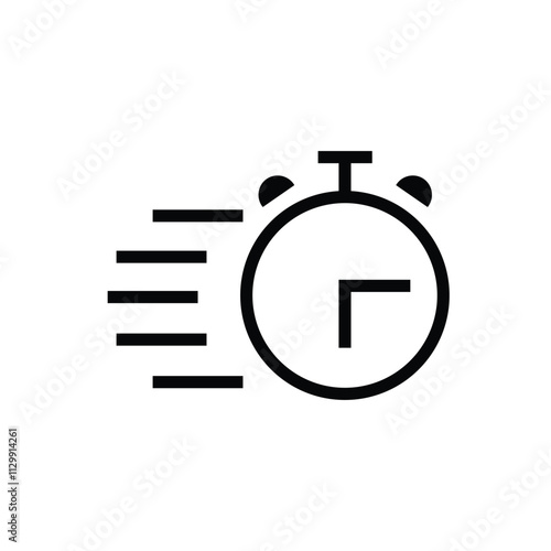 An isolated illustration of a timer icon, featuring a stopwatch with an arrow. This design is ideal for sports and cooking concepts, emphasizing the importance of time