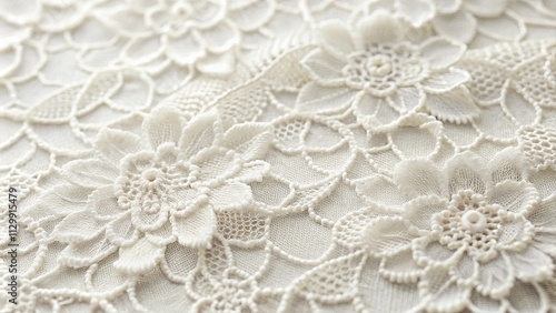 Intricate Floral Lace Fabric Texture Elegant White Crochet Design