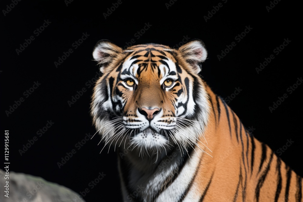 Full Portrait of a Bengal Tiger Staring Straight Ahead Full Portrait of a Bengal Tiger Staring Straight Ahead