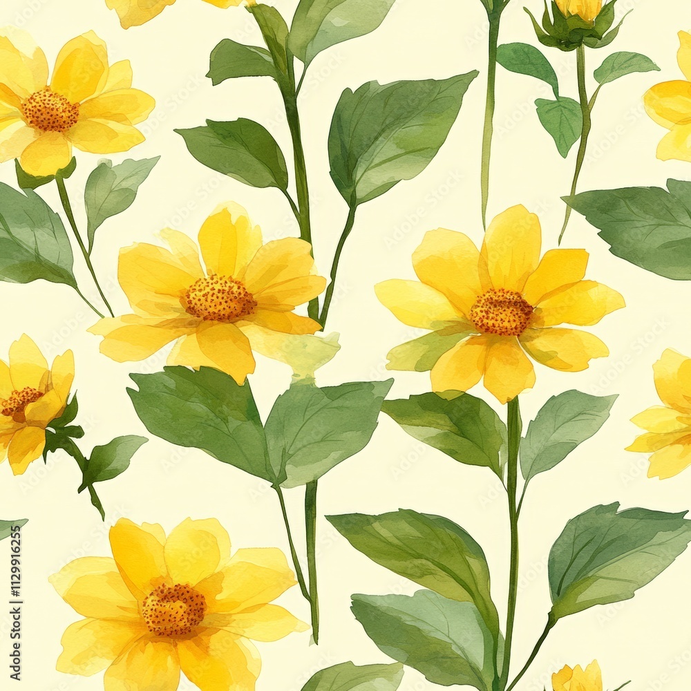 Simple Watercolor Sunflowers with Minimal Details Simple Watercolor Sunflowers with Minimal Details
