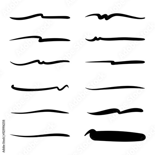 Set of hand drawn underline.