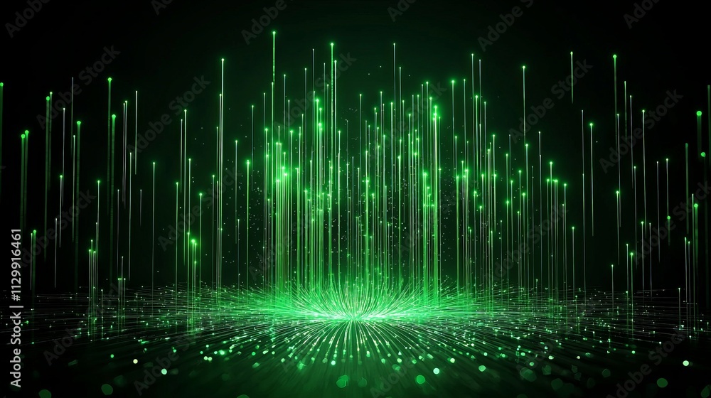 fiber optic connectivity concept. Vibrant green light streaks creating a dynamic digital effect. fiber optic connectivity concept. Vibrant green light streaks creating a dynamic digital effect.