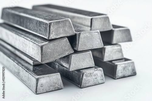 Wallpaper Mural Small Bright Metal Bars Stacked on White Background Torontodigital.ca