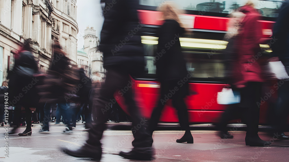Lively Urban Atmosphere with Rush Hour Commute Lively Urban Atmosphere with Rush Hour Commute