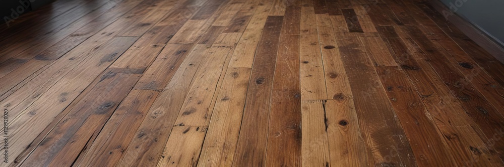 Wooden planks on the floor with a hint of old age, distressed wood, wooden floorboards Wooden planks on the floor with a hint of old age, distressed wood, wooden floorboards