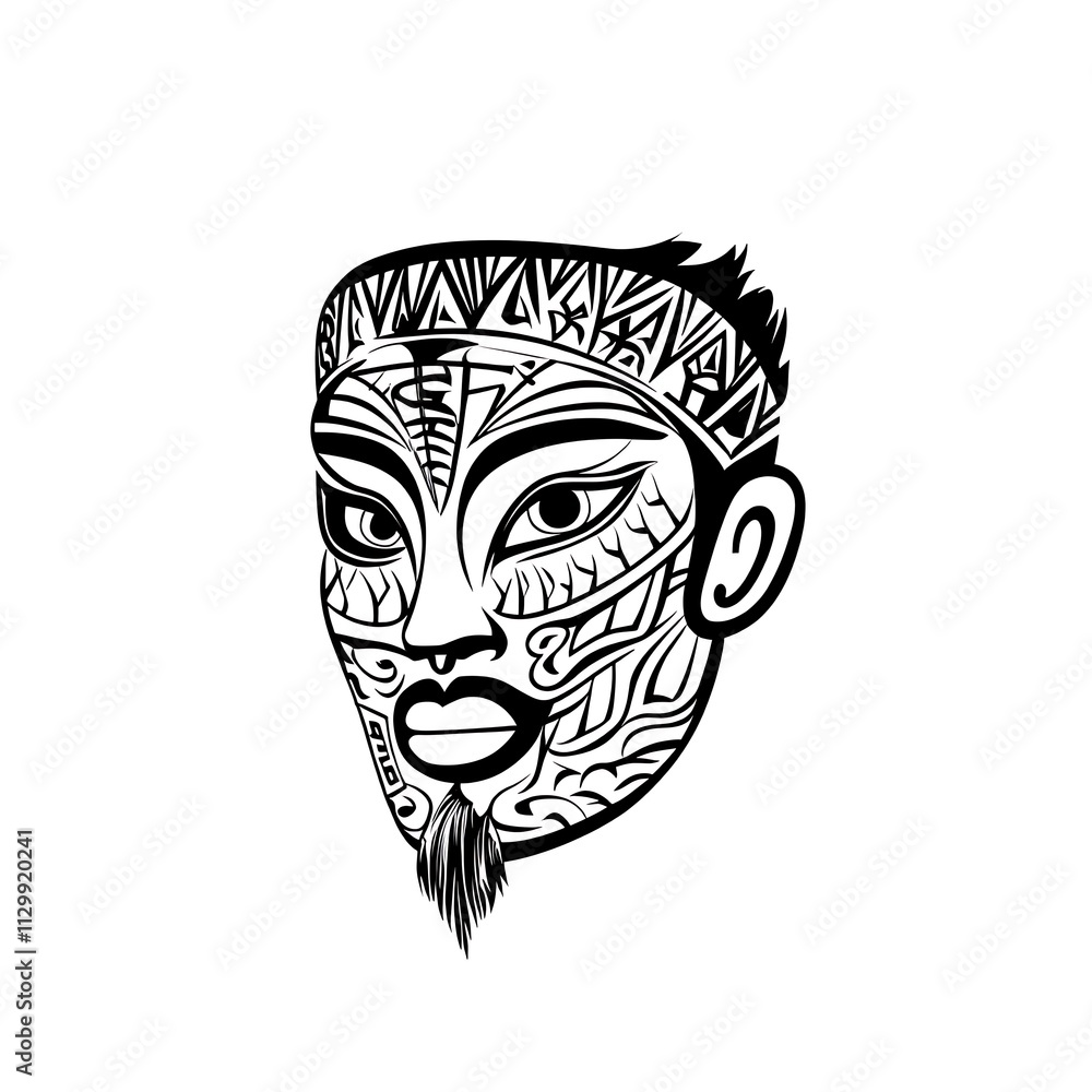 A clean white-style image of A traditional Chinese opera mask with intricate details. A clean white-style image of A traditional Chinese opera mask with intricate details.