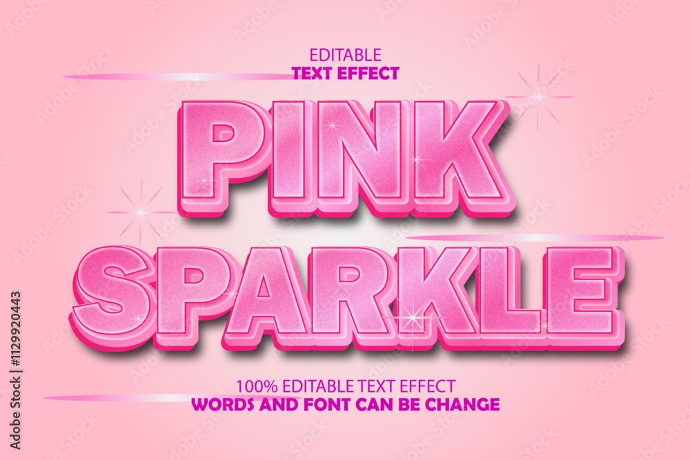 pink sparkle editable text effect 3d emboss modern style