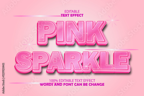 pink sparkle editable text effect 3d emboss modern style