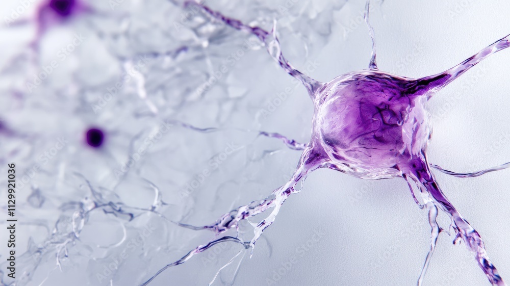 Microscopic image of neuron, showcasing intricate neural connections Microscopic image of neuron, showcasing intricate neural connections