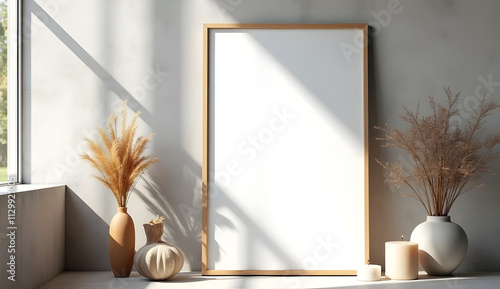 Elegant Poster Mockup with Natural Light and Minimalist Decor