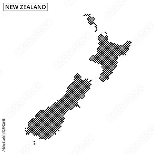 Design of New Zealand map highlighted with dot pattern