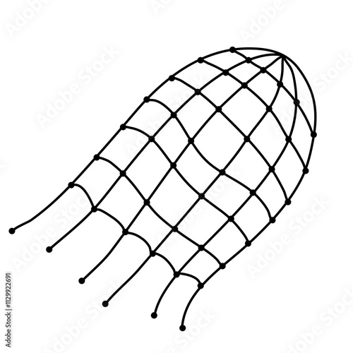 Fishing net and trap  trawl  fish tank and seine  vector