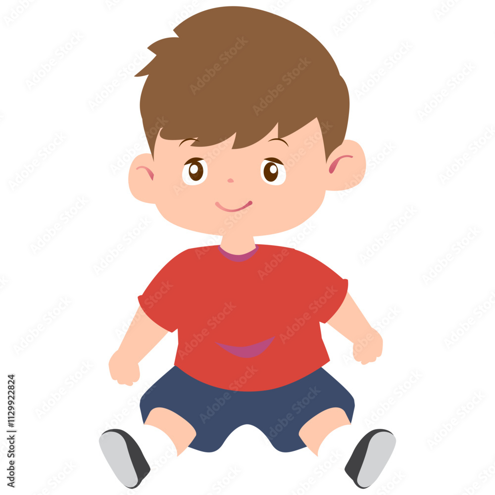 Cartoon Illustration of a Playful Boy Sitting, Design Inspiration, Character Cartoon Illustration of a Playful Boy Sitting, Design Inspiration, Character