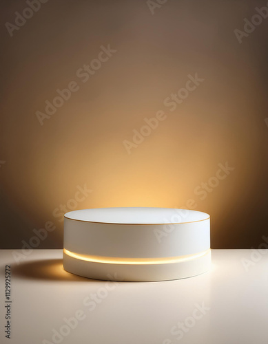 Illuminated White Product Display Platform Minimalist Studio Background