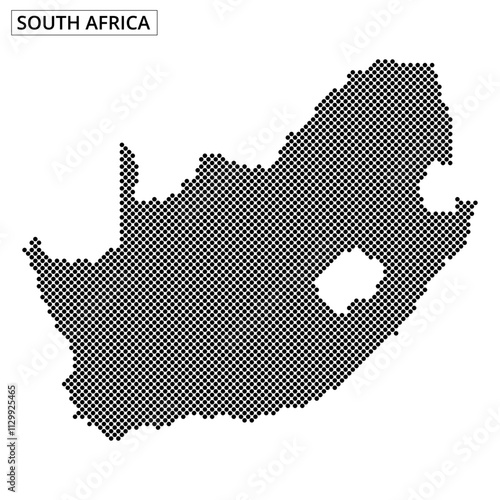 Map representation of South Africa with dotted pattern and light effects displayed