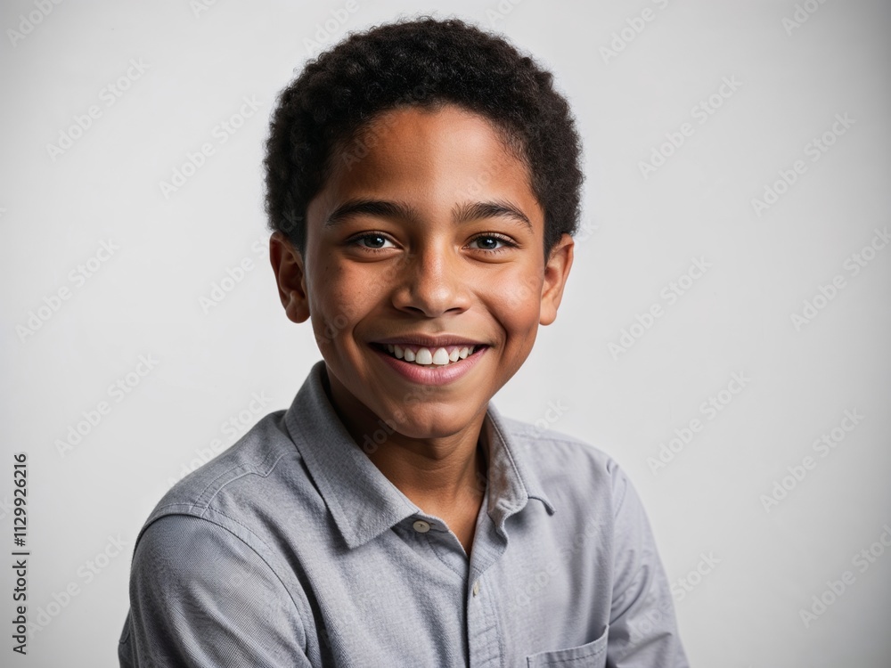 A boy wearing a casual shirt smiling, studio portrait- boy model photography A boy wearing a casual shirt smiling, studio portrait- boy model photography