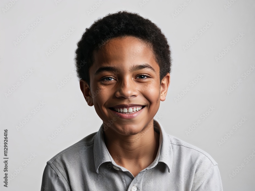 A boy wearing a casual shirt smiling, studio portrait- boy model photography A boy wearing a casual shirt smiling, studio portrait- boy model photography