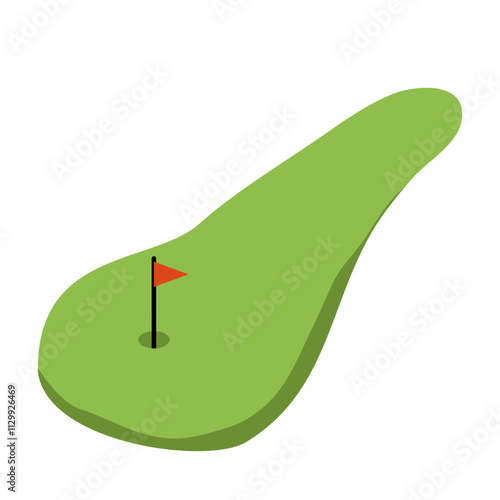 golf hole with red flag on green grass