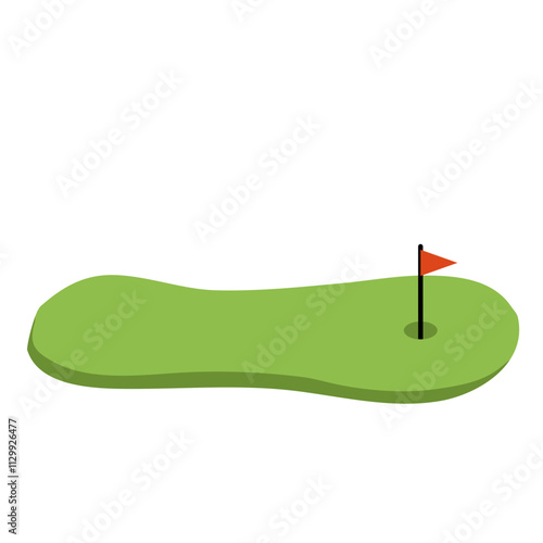 golf hole with red flag on green grass