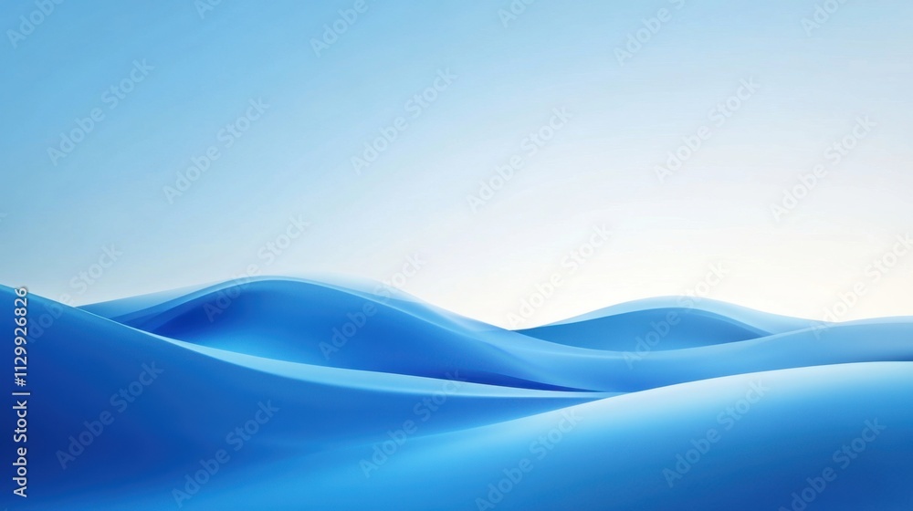 Serene Blue Abstract Landscape: Smooth Waves Under a Calm Sky Digital Art Serene Blue Abstract Landscape: Smooth Waves Under a Calm Sky Digital Art
