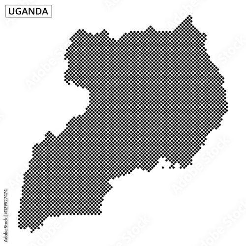 Detailed representation of the map of Uganda using dotted pattern design