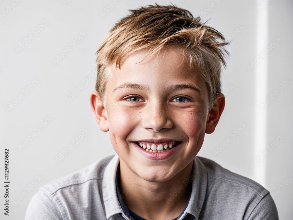 A boy wearing a casual shirt smiling, studio portrait- boy model photography A boy wearing a casual shirt smiling, studio portrait- boy model photography
