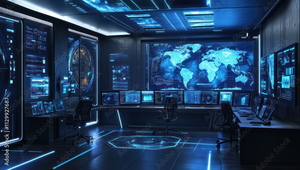 Futuristic Cyber Security Command Center Futuristic Cyber Security Command Center