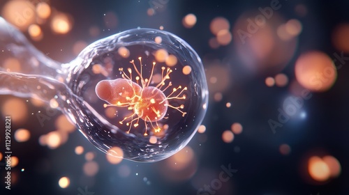 A medical-style yet artistic representation of a baby embryo inside the uterus