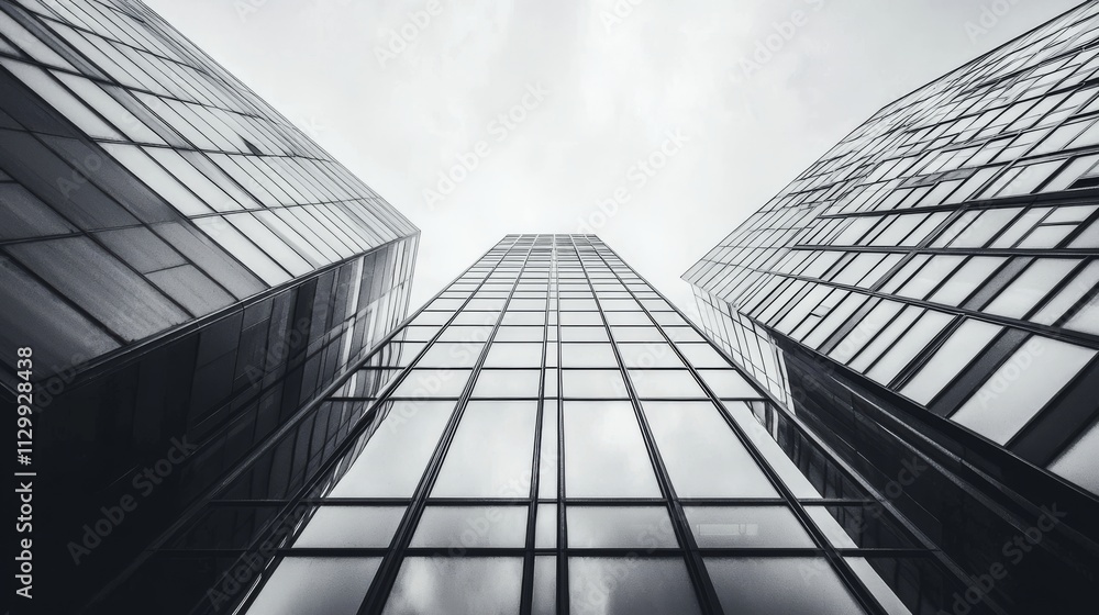 Fototapeta premium abstract architecture background, presentation, light grey, bright, black and white, soft lighting, low contrast, depth, minimal, clean, rectangular shapes, low angle