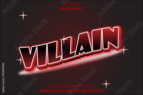 villain editable text effect 3d emboss neon style