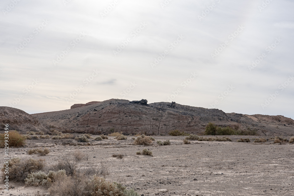 Fototapeta premium Red Hill (north and south domes) / Red Island Volcano, Salton Buttes volcanic field, South Shore of the Salton Sea, California. Salton Trough. Volcanic rocks, Rhyolite