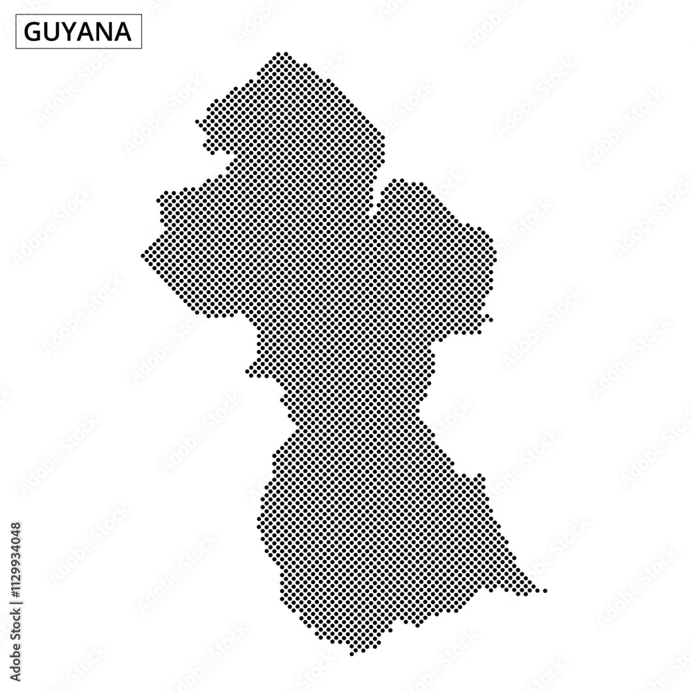 Obraz premium Detailed map outline of Guyana showcasing geographical features and borders