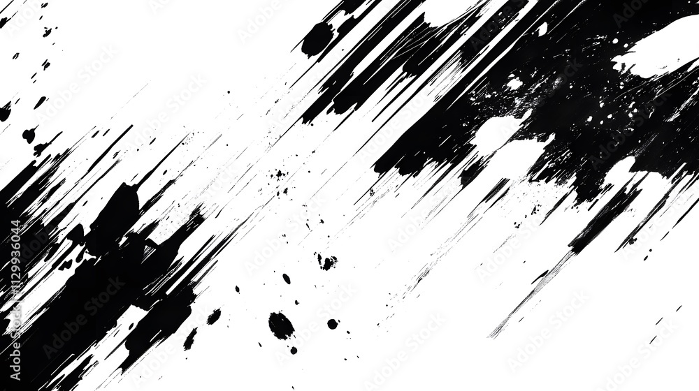 Abstract Black Ink Strokes on White Background Abstract Black Ink Strokes on White Background