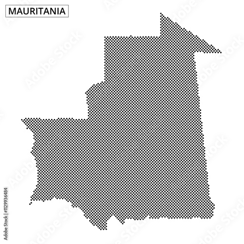 Dotted map illustration of Mauritania showcasing unique geographic outline and design