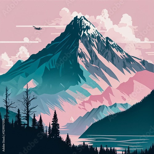 Illustration of a background with a mountain theme photo