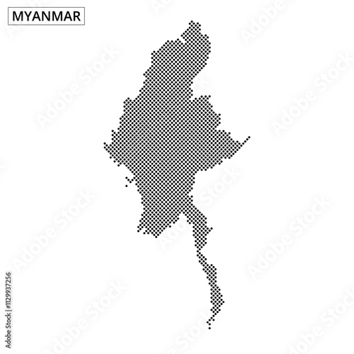 Detailed map outline of Myanmar showcasing its distinctive geographic shape