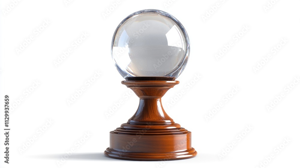 Crystal Ball on Wooden Stand: A Mystical Image Crystal Ball on Wooden Stand: A Mystical Image