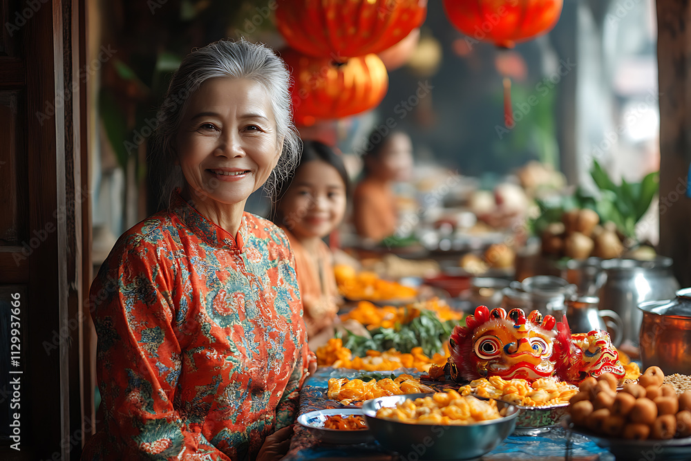 Tet, the Vietnamese New Year, celebrates family unity, ancestral remembrance, and vibrant traditions like lion dances, banh chung, and red decorations for good luck Tet, the Vietnamese New Year, celebrates family unity, ancestral remembrance, and vibrant traditions like lion dances, banh chung, and red decorations for good luck