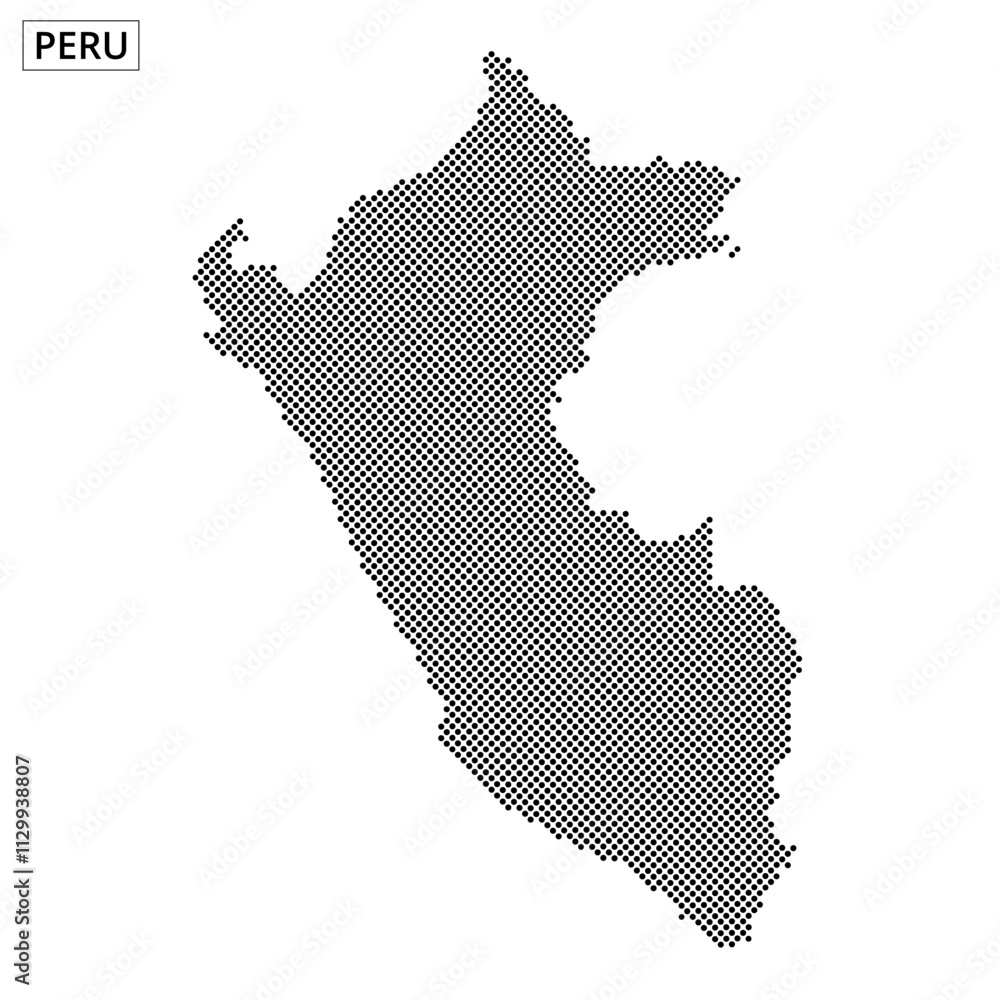 Fototapeta premium Stylized dot map of Peru highlighting geographical features