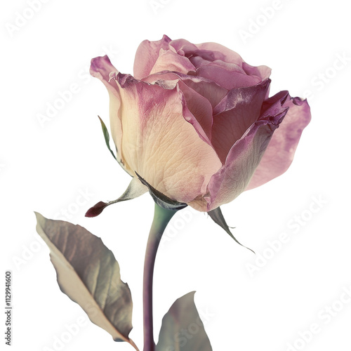 Beautiful pink rose isolated on white background photo