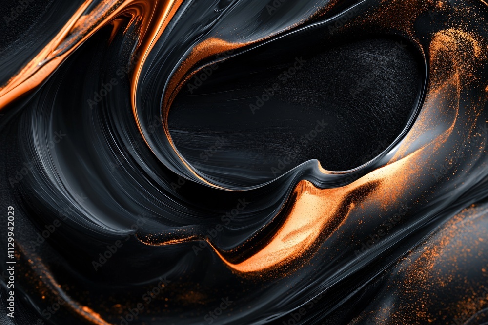 Abstract Black and Orange Swirl Texture with Glitter Details Abstract Black and Orange Swirl Texture with Glitter Details