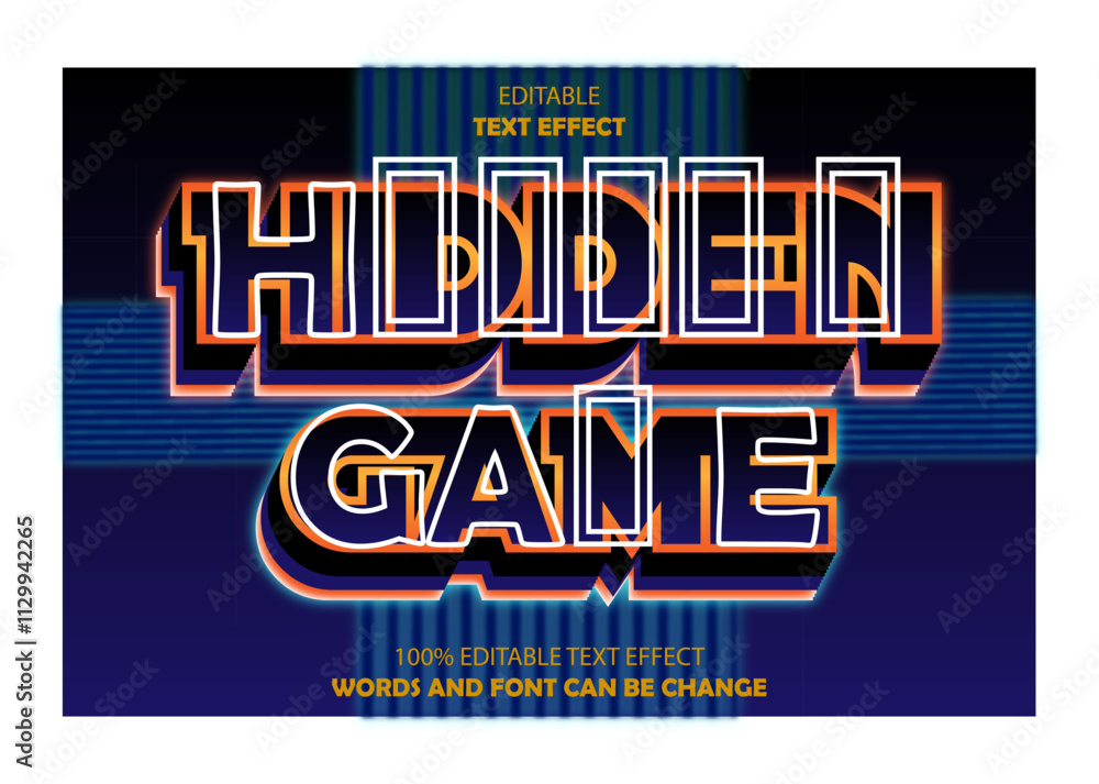 Fototapeta premium hidden game editable text effect 3d neon style