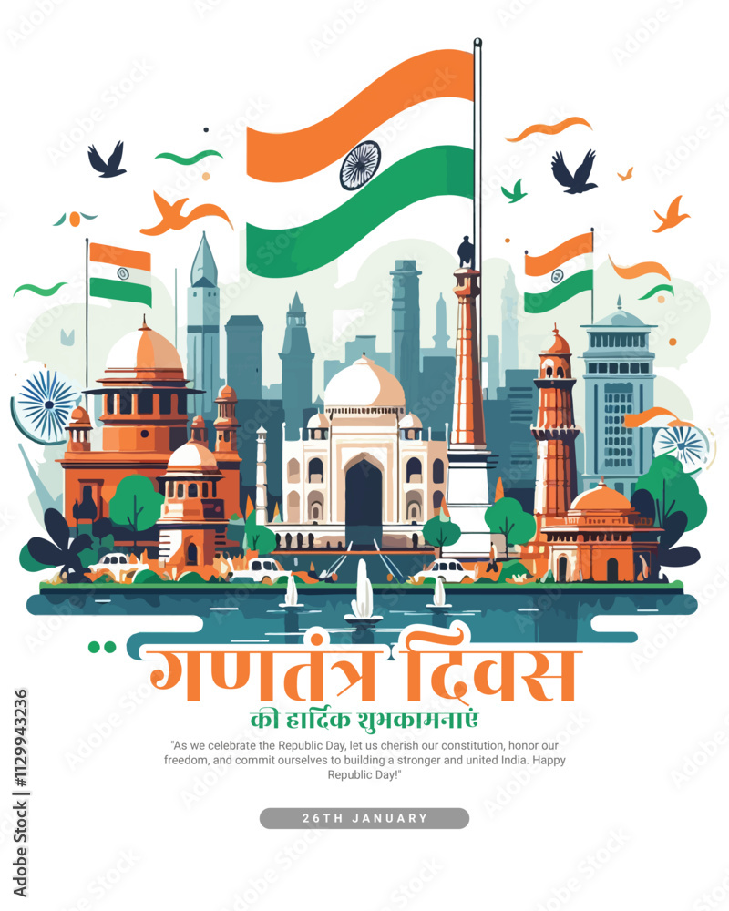 Obraz premium Happy Republic Day India on 26th January and Independence Day India Social media post banner